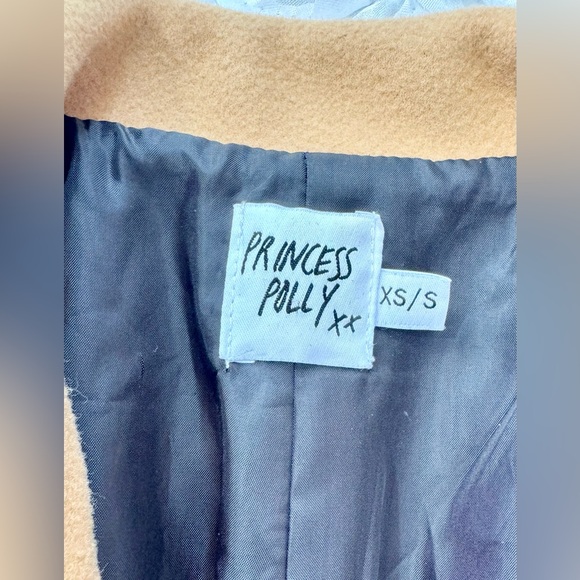 PRINCESS POLLY Women's Long Brown Winter Pea Coat Double Breasted Size XS/ S - Picture 9 of 10